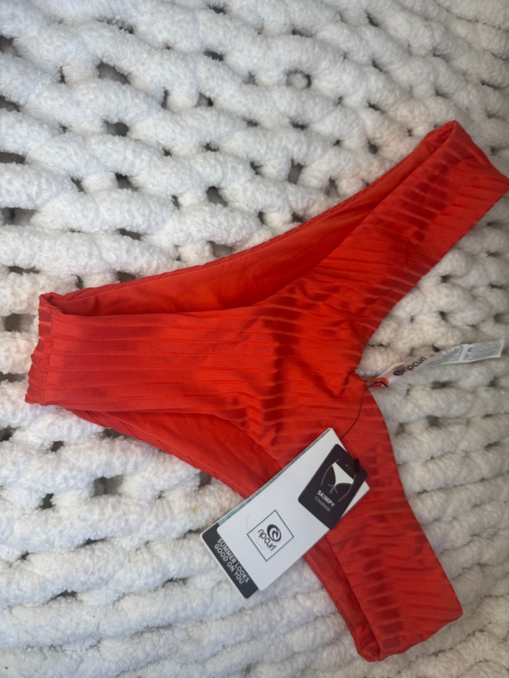 Rip Curl Orange/red Skimpy Ribbed Bikini Bottoms with Tag